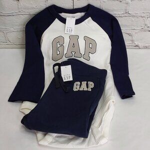 'BABY GAP' RAGLAN TEE BODYSUIT & LOGO FLEECE FULL LENGTH JOGGERS 2-PIECE SET
